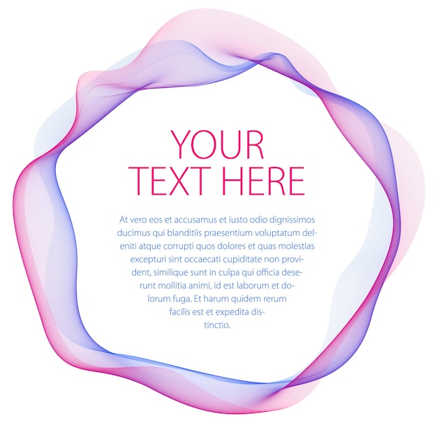 Round frame of flowing smoke. Vector abstract artistic beautiful background with copy space for text. Isolated over white background.