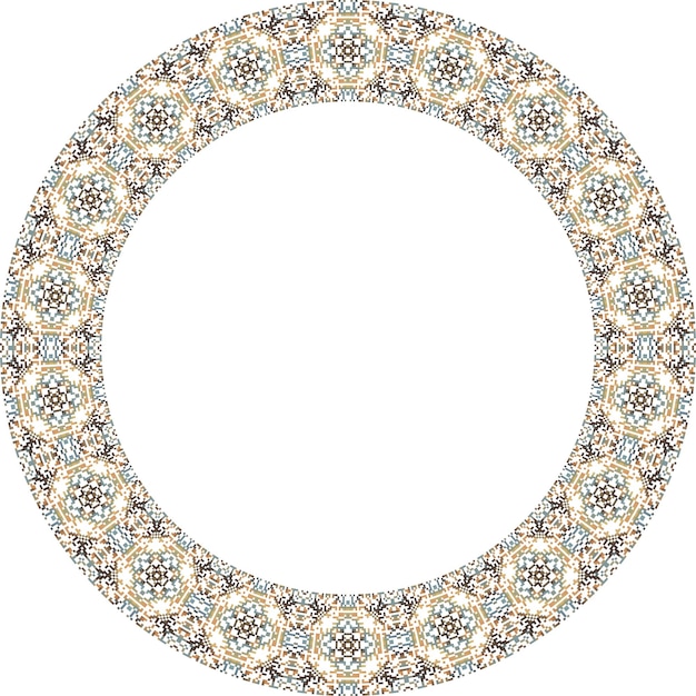 round frame with abstract floral pattern vector illustration isolated on white background
