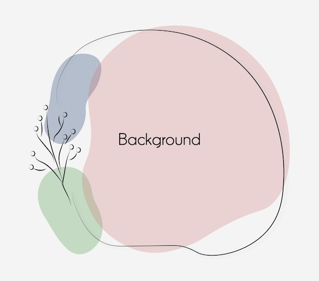 round frame with twig in one line style background with floral frame