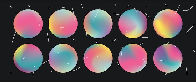 Round holographic aura gradients cosmos planets astrology collage backdrop