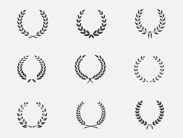 round leaf laurel wheat foliate circular frame wreaths