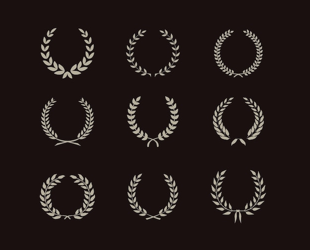 round leaf laurel wheat foliate circular frame wreaths