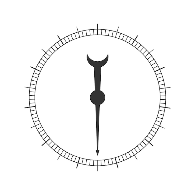 Round measuring scale with arrow 360 degree template of barometer compass circular ruler tool