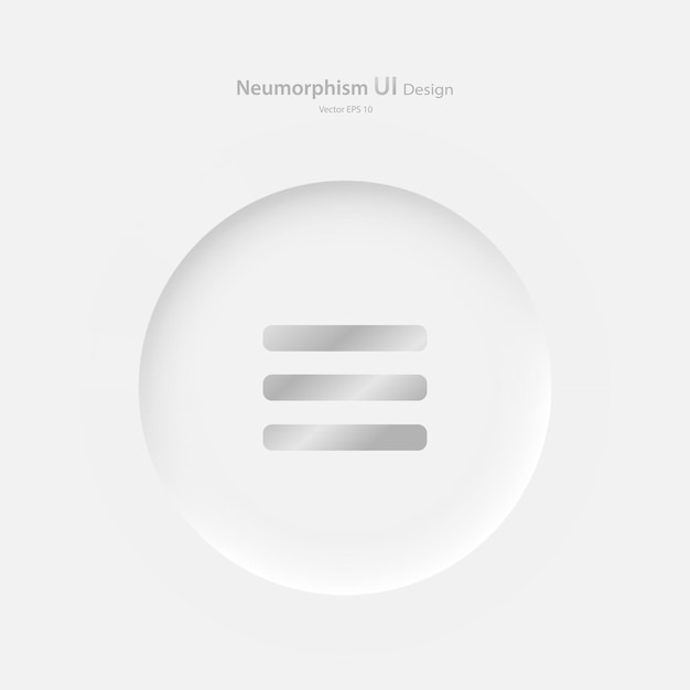round menu button on a white background user interface elements in the style of neumorphism ux ui
