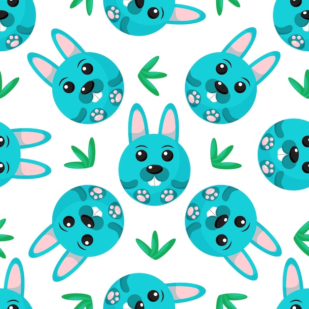 round rabbits seamless pattern vector background with the faces of rabbits