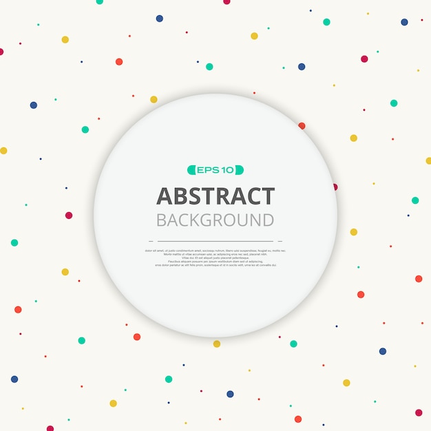 round space of text in colorful splash dot pattern