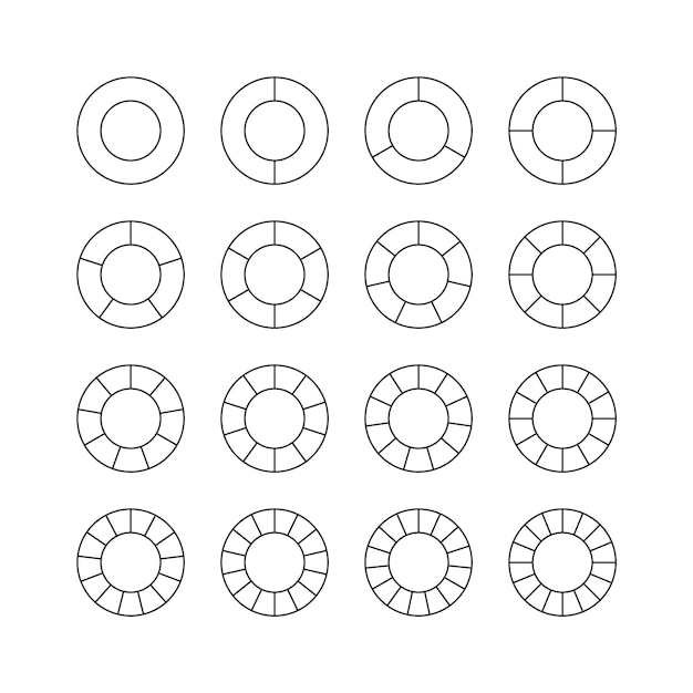 round structure graph outline pie diagram divided into pieces circular chart circle section template