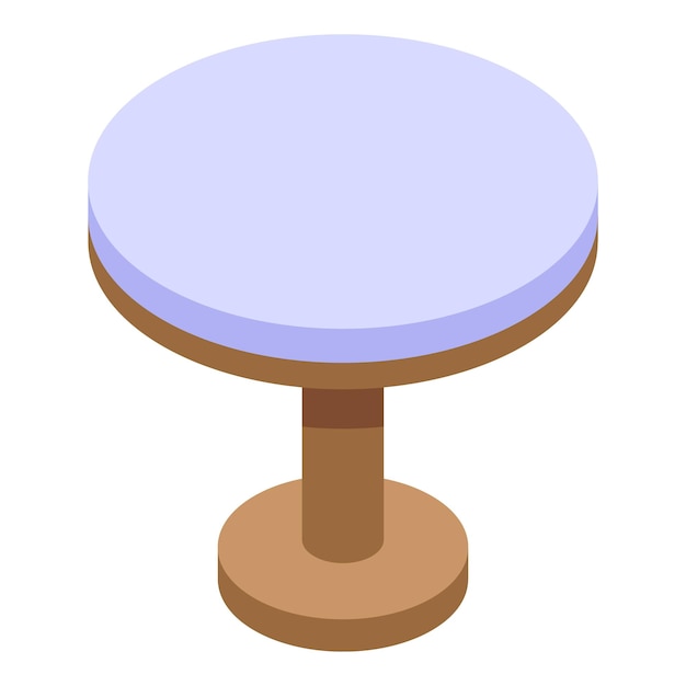 round table with wooden legs standing on one leg isometric view