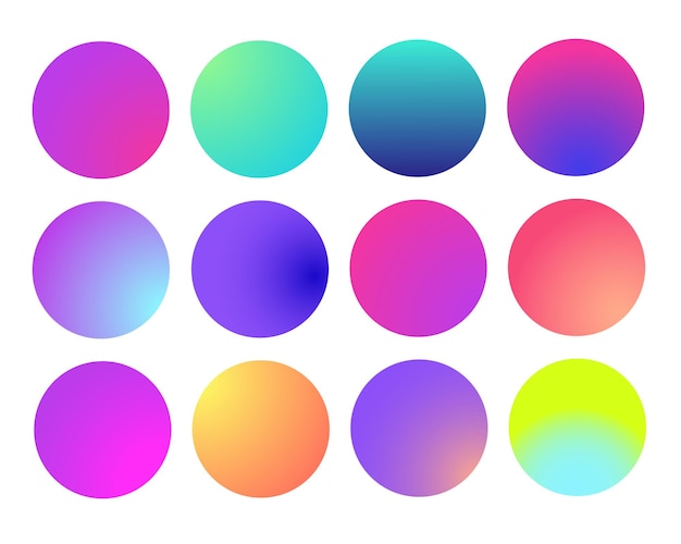 rounded holographic gradient sphere multicolor green purple yellow orange pink cyan fluid circle gra...