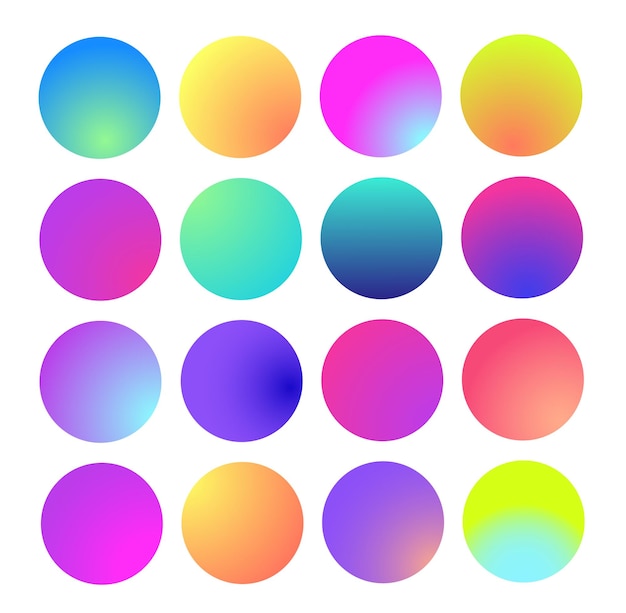 Rounded holographic gradient sphere multicolor green purple yellow orange pink cyan fluid circle