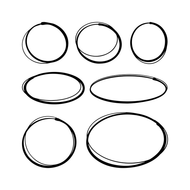 Rounds scribble line circles Vector illustrations
