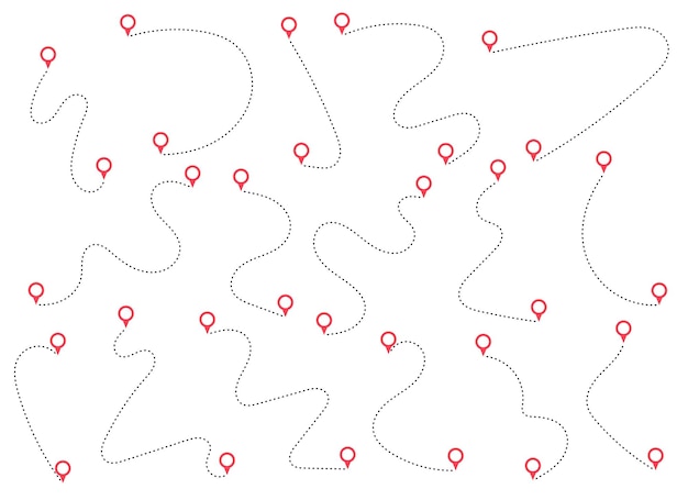 route icon between two points with dotted path and location pin