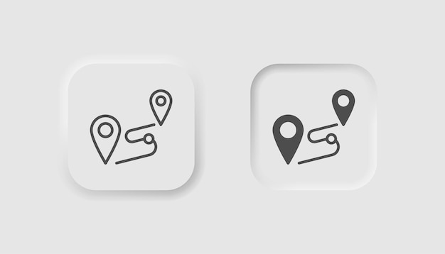 route icon in neumorphism style icons for business white ui ux trip symbol tourism two location marks distance neumorphic style vector illustration