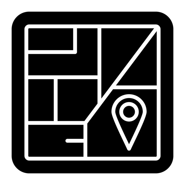 route map glyph solid black illustration