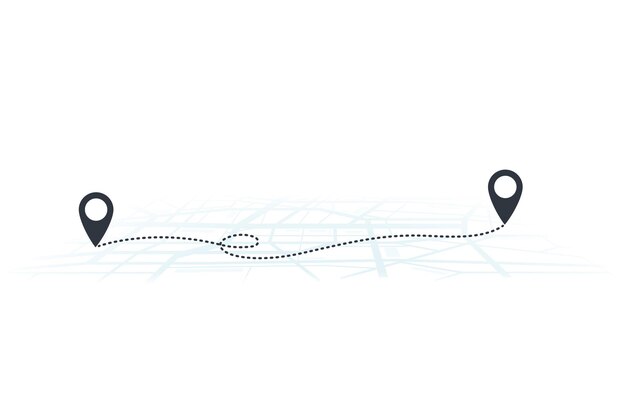 route map with navigation pins street map with markers between two locations gps navigation road map