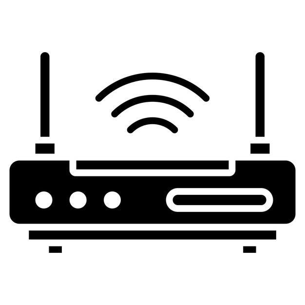 Router Glyph Solid Black Illustration
