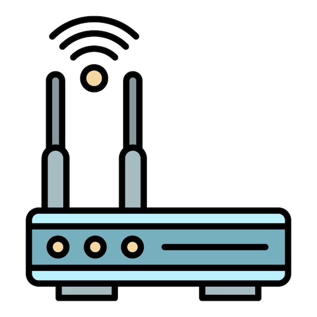 Router icon Outline router vector icon color flat isolated