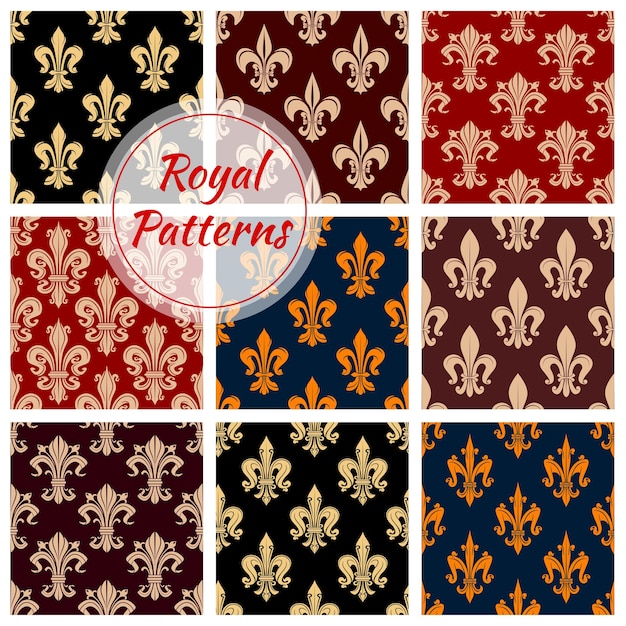 Royal patterns Flowery fleurdelis background Vector heraldic fleurdelys lily flower