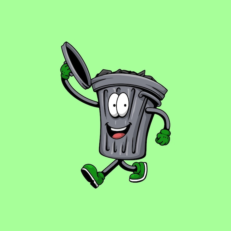 Vektör rubbish bin cartoon character design element
