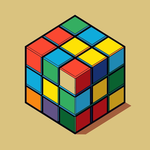 rubiks cube vektorgrafik illustration EPS kildefilformat tabsfri skalering ikondesign