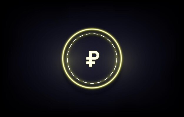 ruble coin on black background neon style illustration money cash exchange rate