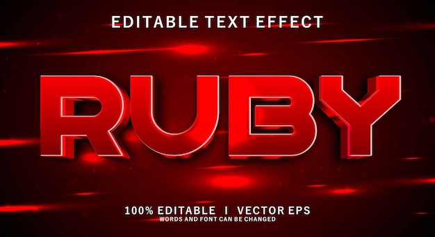 ruby 3d vector text effect with modern style design