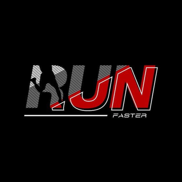 run faster t shirt design graphic  vector
