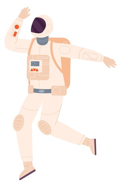 Running astronaut Spaceman walking Space traveller character
