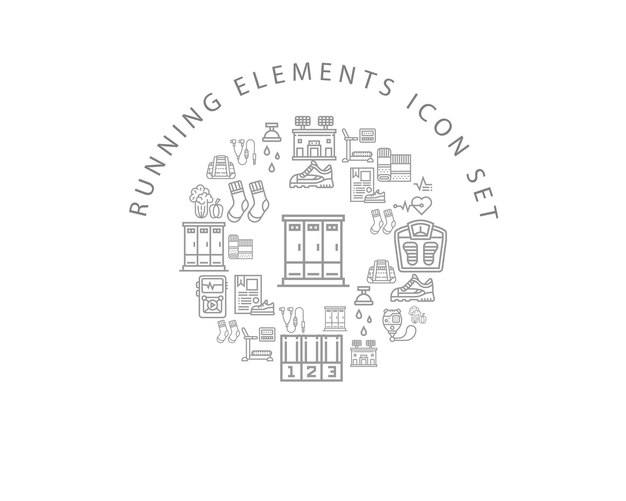 running elements icon set design