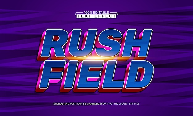 rush field editable text effect with a race and sport text style