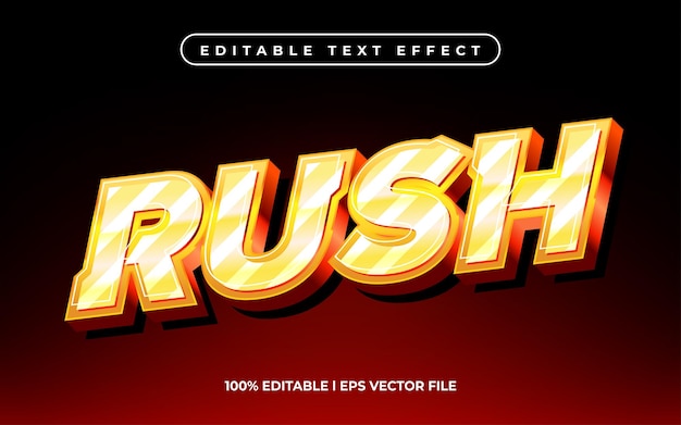 rush text effect editable video cover and banner text style 3d typography template