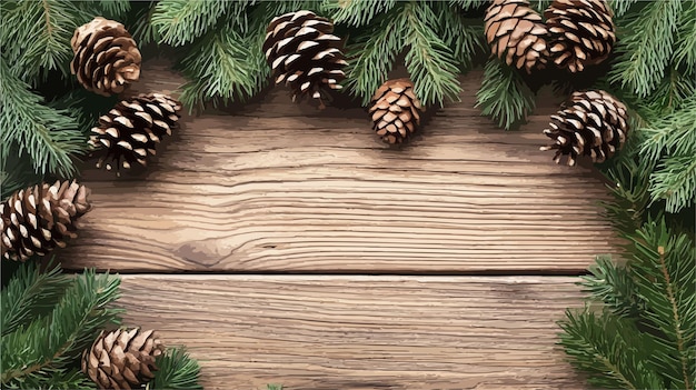 Rustic Wooden Background with Green Border for Design