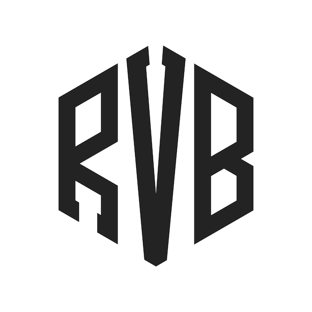 RVB Logo Design Initial Letter RVB Monogram Logo using Hexagon shape