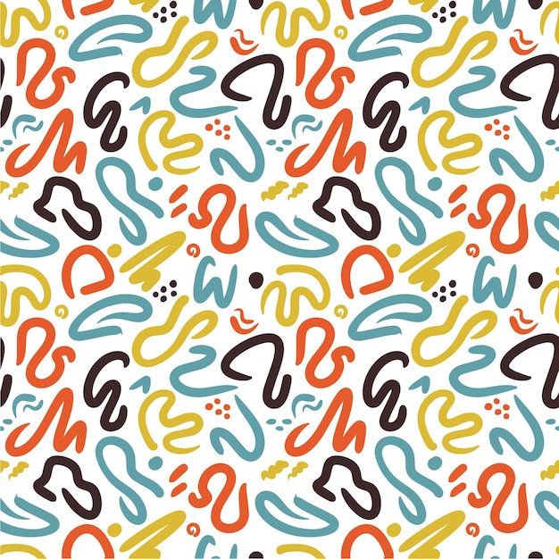 S style squiggles seamless pattern colorful doodles for textile or background cheerful colorful chil