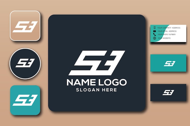 S3 monogram logo template color editable