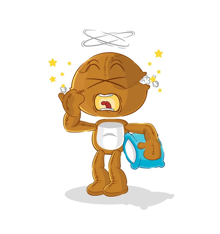 Vektör sack doll yawn character cartoon mascot vector