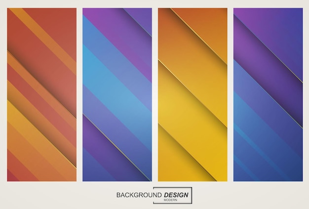 Sæt af farverig abstrakt geometrisk gradient baggrund