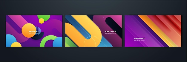 Sæt af gradient flydende geometrisk mønster baggrundstekstur til plakatcoverdesign Minimal farve abstrakt gradient bannerskabelon Moderne vektorbølgeform til brochure