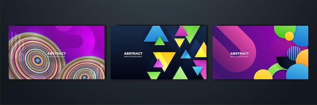 Sæt af gradient flydende geometrisk mønster baggrundstekstur til plakatcoverdesign Minimal farve abstrakt gradient bannerskabelon Moderne vektorbølgeform til brochure