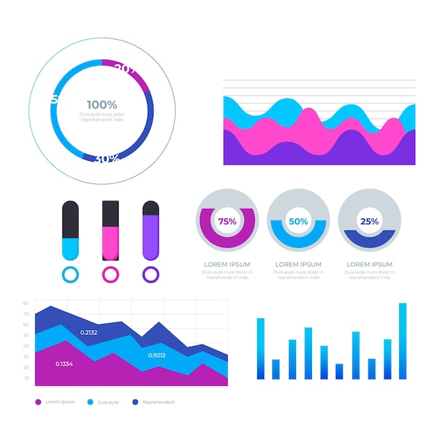 Sæt af infografiske elementer, datavisualisering, vektordesignskabelon. Kan bruges til trininddeling