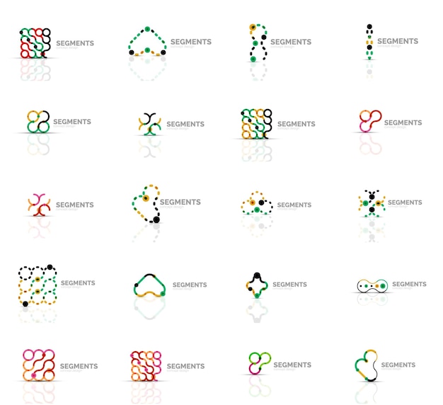 Sæt af lineære abstrakte logoer Hvirvel cirkel uendelighedsløkke og andre koncepter Logotype brand skabeloner