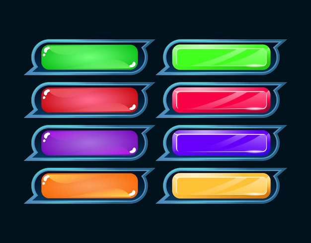 Sæt af spil ui fantasi diamant og gelé farverig knap til gui aktiv elementer