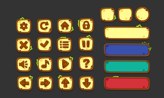 Sæt af UI-elementer til 2D-spil og -apps, Jungle Game UI del 1