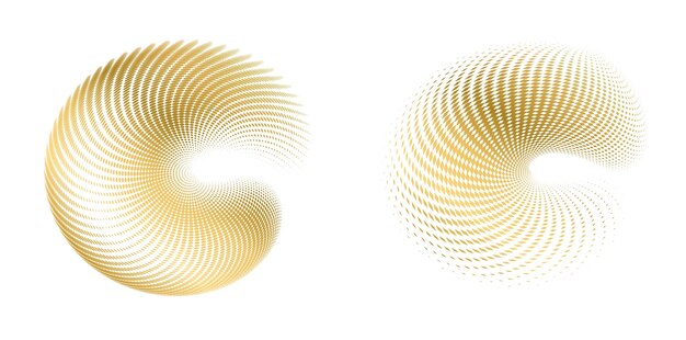 Sæt designelement cirkel Isolerede farver i fed vektor gylden ring fra Abstrakte glødende bølgestriber af mange glitrende hvirvler skabt ved hjælp af Blend Tool Vektorillustration EPS10 til din præsentation