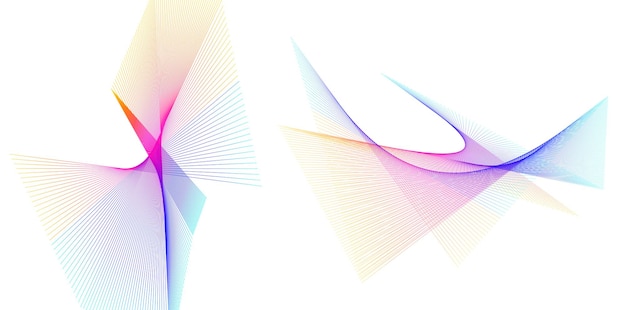 Sæt designelement cirkel Isolerede farver i fed vektor gylden ring fra Abstrakte glødende bølgestriber af mange glitrende hvirvler skabt ved hjælp af Blend Tool Vektorillustration EPS10 til din præsentation