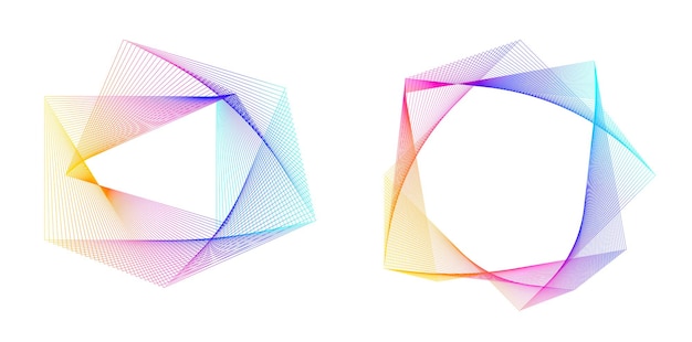 Sæt designelement cirkel Isolerede farver i fed vektor gylden ring fra Abstrakte glødende bølgestriber af mange glitrende hvirvler skabt ved hjælp af Blend Tool Vektorillustration EPS10 til din præsentation