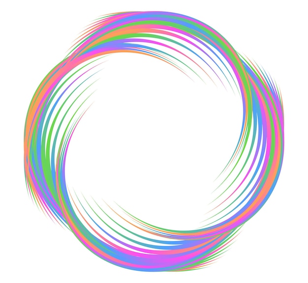 Sæt designelement cirkel Isolerede farver i fed vektor gylden ring fra Abstrakte glødende bølgestriber af mange glitrende hvirvler skabt ved hjælp af Blend Tool Vektorillustration EPS10 til din præsentation