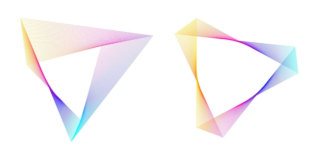 Sæt designelement cirkel Isolerede farver i fed vektor gylden ring fra Abstrakte glødende bølgestriber af mange glitrende hvirvler skabt ved hjælp af Blend Tool Vektorillustration EPS10 til din præsentation