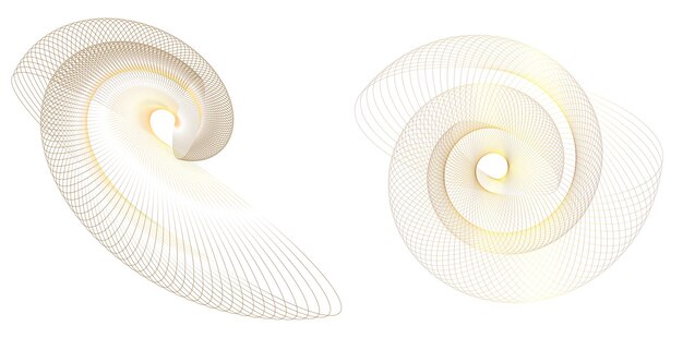 Sæt designelement cirkel Isolerede farver i fed vektor gylden ring fra Abstrakte glødende bølgestriber af mange glitrende hvirvler skabt ved hjælp af Blend Tool Vektorillustration EPS10 til din præsentation