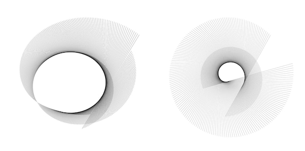 Sæt designelement cirkel Isolerede farver i fed vektor gylden ring fra Abstrakte glødende bølgestriber af mange glitrende hvirvler skabt ved hjælp af Blend Tool Vektorillustration EPS10 til din præsentation